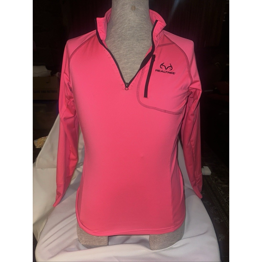 Realtree Pullover Womens M Pink  Quarter Zip Hunting Stretch Hiking Outdoor